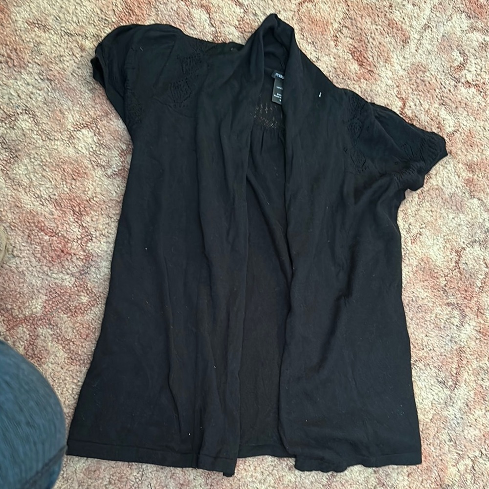 Black Open Front Cardigan